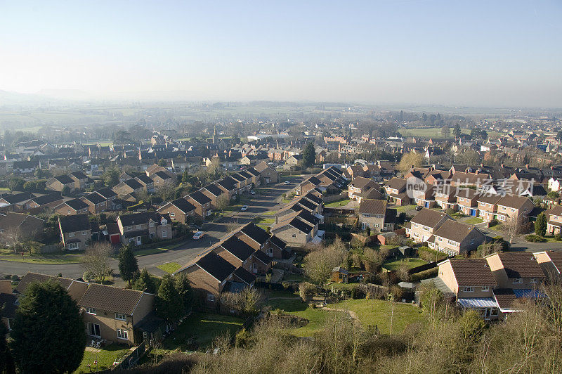 英国一个住宅区的高架视图