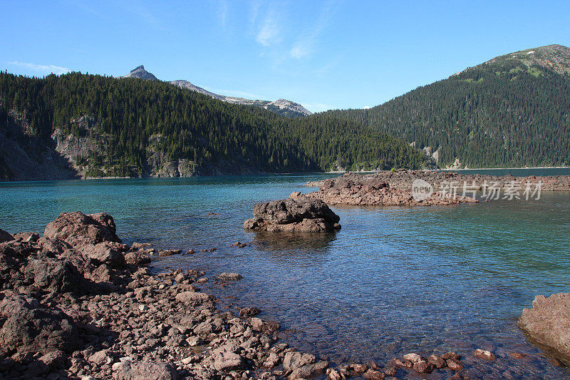 美丽的湖与岩石海岸