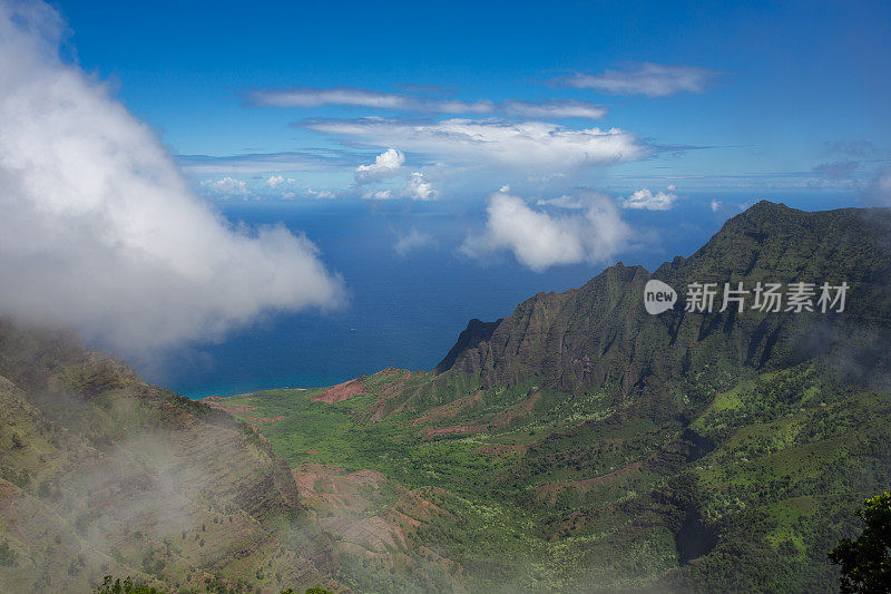 夏威夷考艾岛，纳帕利海岸州立公园，卡拉劳山谷和瞭望台