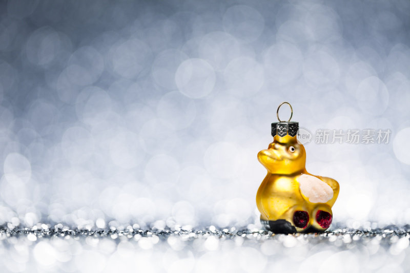 圣诞鸭子装饰装饰品闪闪烁烁冬季黄金