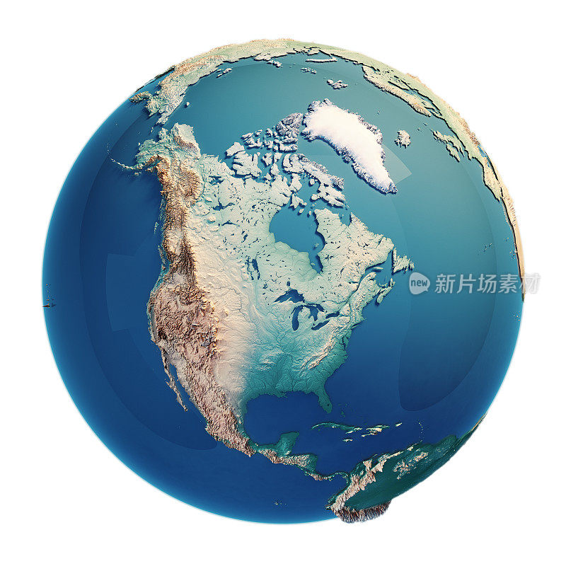 北美3D渲染行星地球