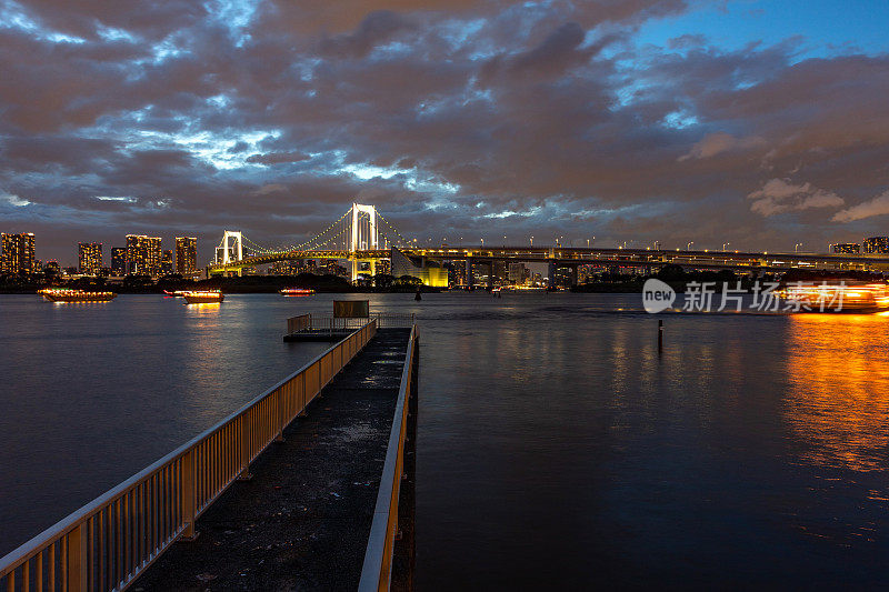 东京市中心的天际线和夜虹桥