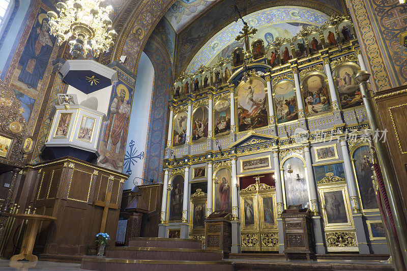 基督教堂内部视图，在贝尔格莱德，塞尔维亚