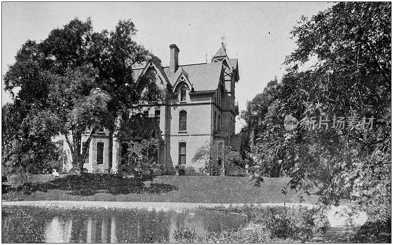 威斯康星州密尔沃基的古董黑白照片:詹姆斯尼兰的住宅