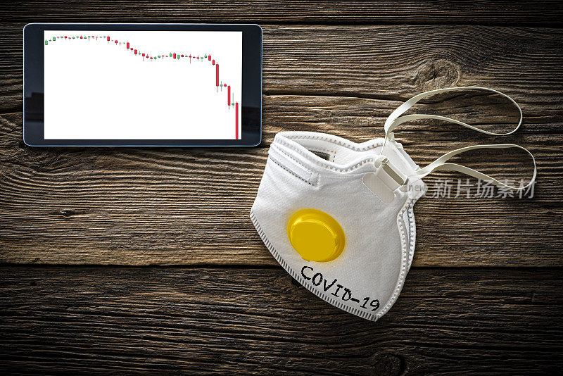 2019冠状病毒面具Doji图智能手机金融危机