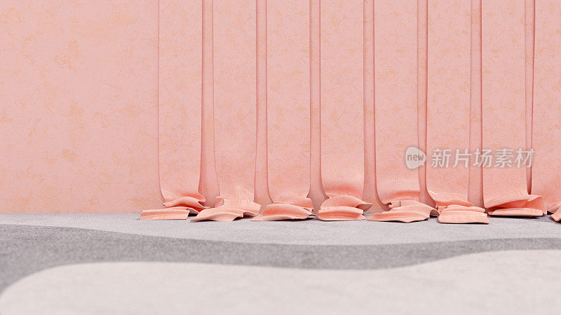 粉红色的墙和条纹窗帘