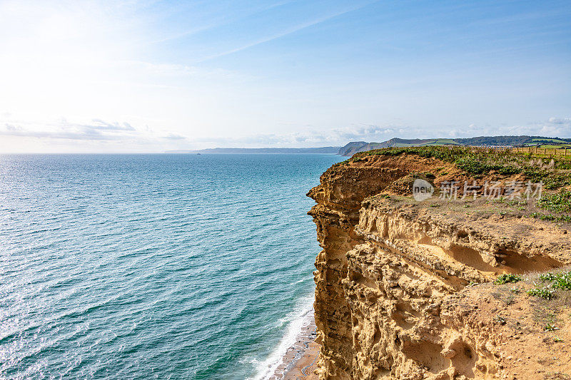 多塞特侏罗纪海岸的悬崖细节