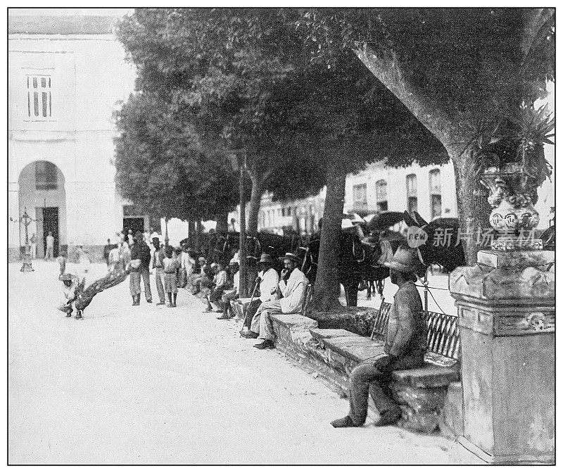 古黑白照片:古巴阿马斯广场