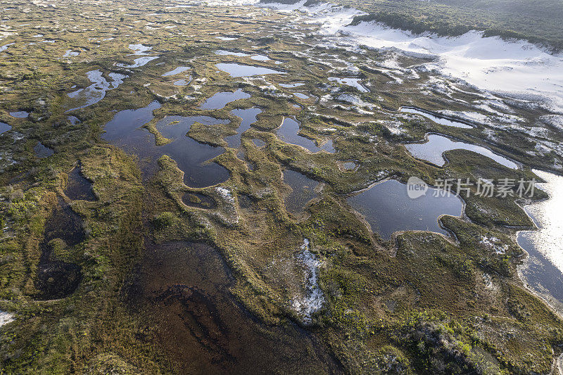 Joaquina公园的沙丘，Florianópolis城市地区的沙质、植被和湖泊环境