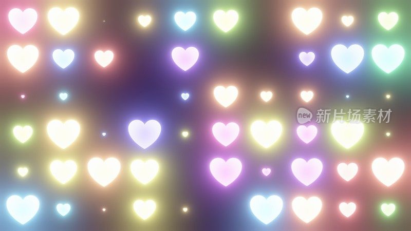 闪烁的霓虹灯心脏光网格阵列发光明亮的彩虹颜色-抽象的背景纹理