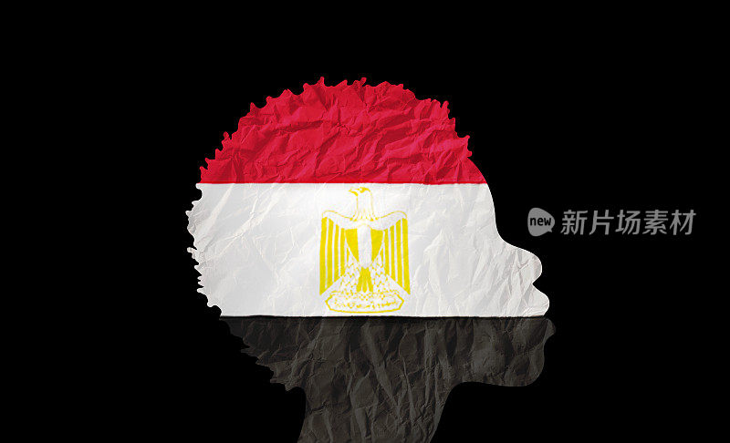 非洲妇女剪影与埃及国旗。