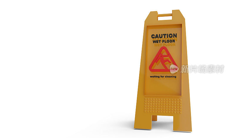 黄色标志显示地板湿滑警告在摔倒者的工厂地板湿滑警告地板湿滑标志显示地板湿滑警告