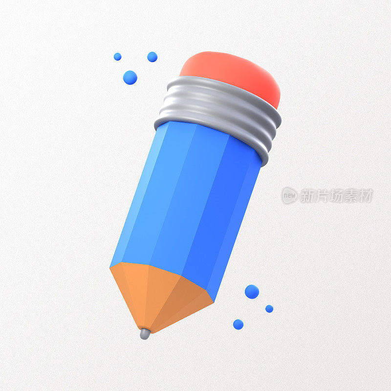 3D铅笔插图渲染图形的蓝色橙色可爱的铅笔。非常适合为您的项目增加深度和创造力。解锁视觉艺术的新维度与我们精心制作的插图