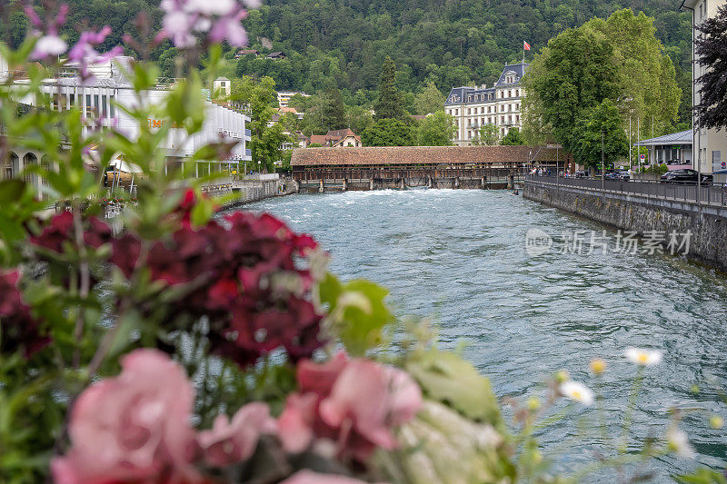 位于瑞士伯尔尼州图恩河畔的阿尔河上的有盖桥梁