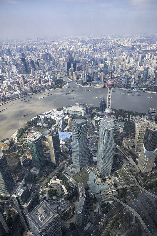 鸟瞰上海外滩，中国