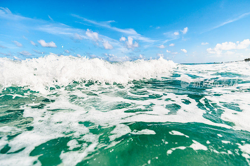 海洋风景优美，水下有海天浪，海滩有佛罗里达棕榈滩