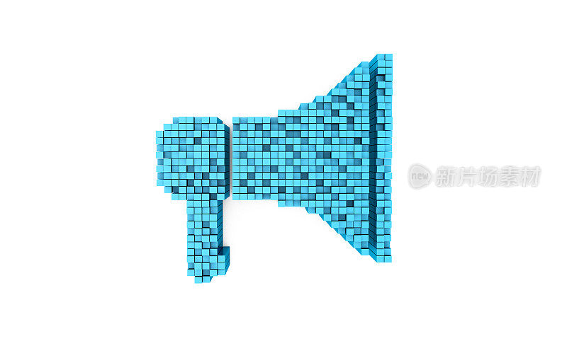 喇叭符号立方体形状的白色背景