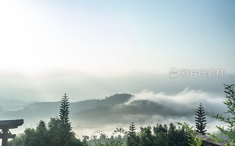 越南林东省宝禄镇林魁帕庵宝塔附近的山谷和山的美丽景色