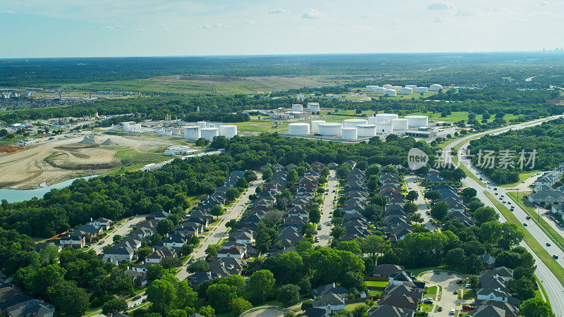 达拉斯的住宅社区和工业设施，得克萨斯州-空中