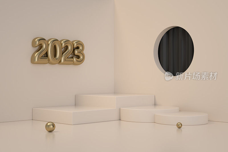 2023新年，空的平台，平台，最小的设计