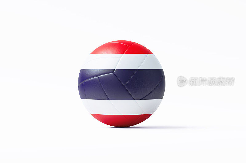 排球纹理与泰国国旗在白色背景