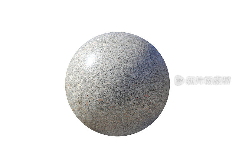 灰色的花岗岩球孤立在白色的背景上