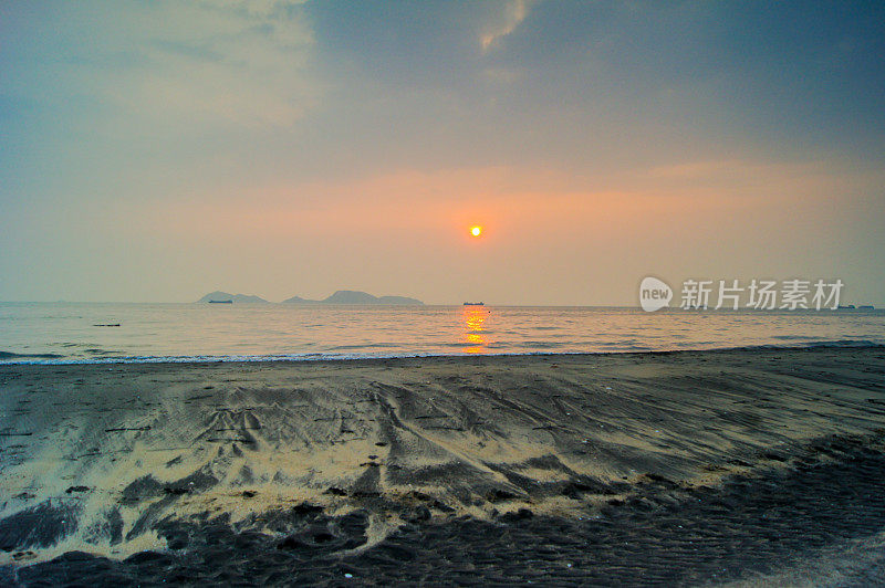 香港海滩上的日落