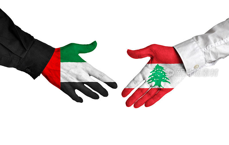 阿拉伯联合酋长国和黎巴嫩领导人握手达成协议