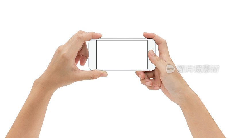手持模拟手机移动孤立在白色背景