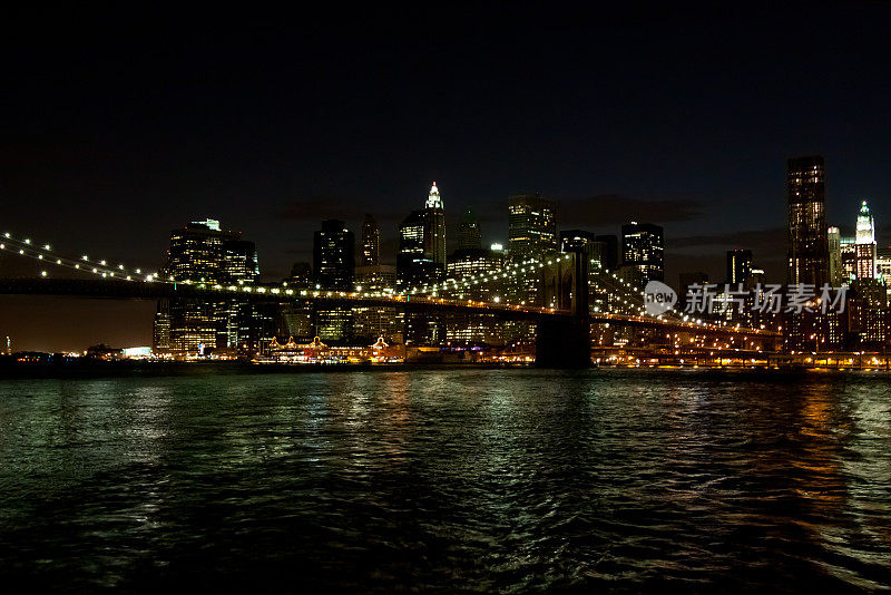 布鲁克林大桥之夜，纽约市。