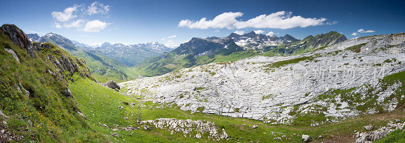 r?山附近的喀斯特地层Fikopf, lechtaler alps, vorarlberg