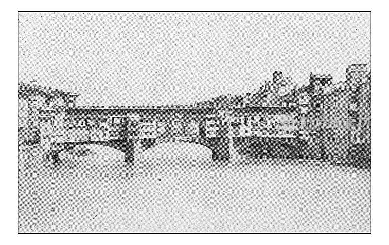 意大利的古董点印照片:佛罗伦萨，韦奇奥桥