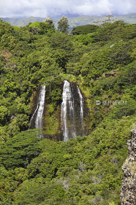 夏威夷考艾岛东侧的奥佩卡瀑布