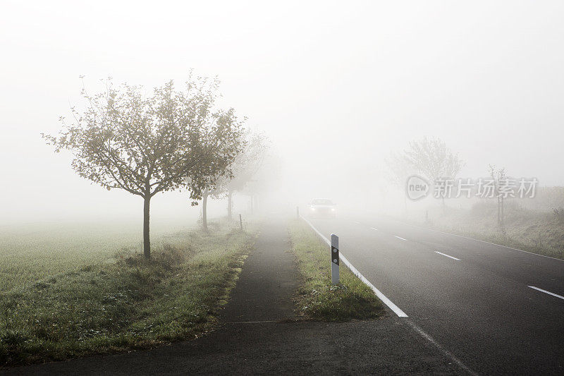 晨雾，乡间小路