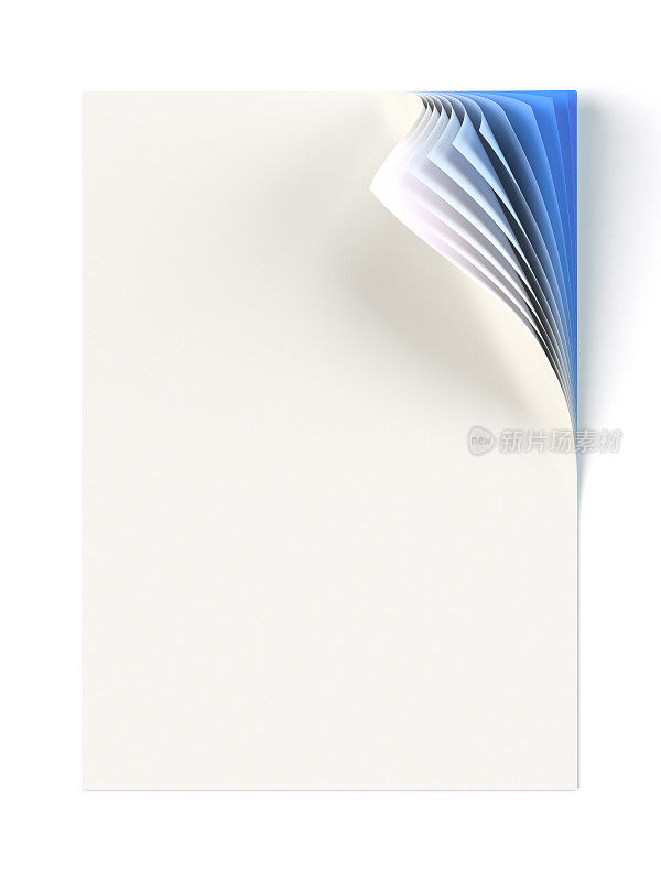 空白文件模拟与蓝色单色卷曲角