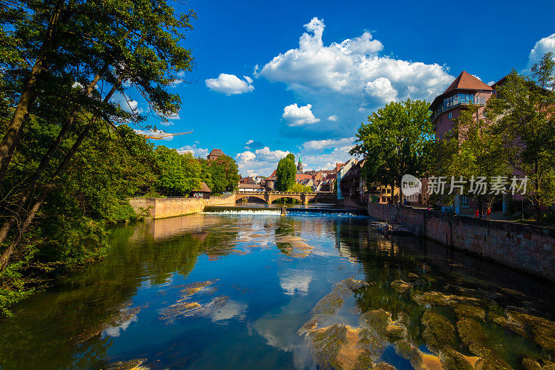 欧洲,德国纽伦堡市。Pegnitz河。市中心很漂亮的地方。