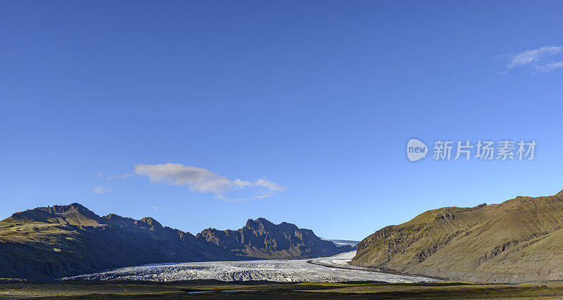 Svinafellsjokull冰川在Skaftafell国家公园，冰岛全景