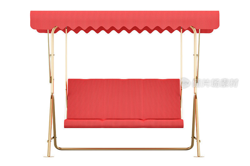 户外秋千椅可调倾斜篷和耐用的钢框架，3D渲染