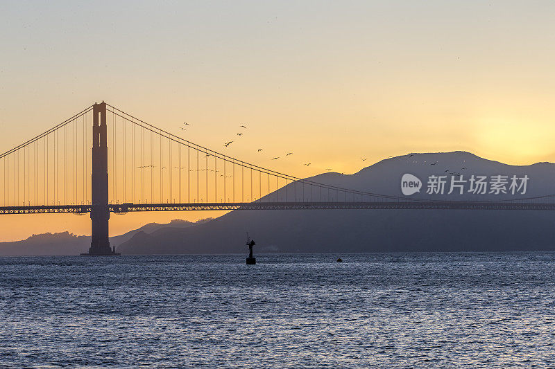 夕阳下的金门大桥