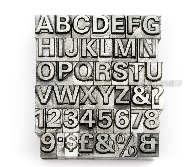 复古letterpress字母表和数字背景