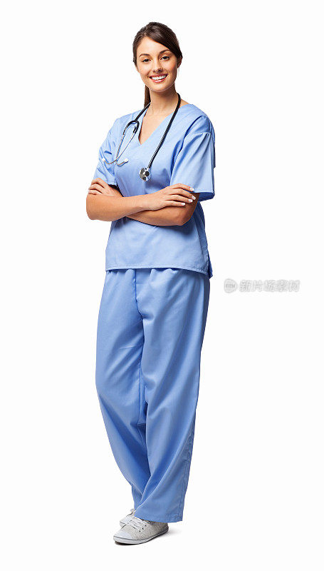 女外科医生双臂交叉站立-孤立