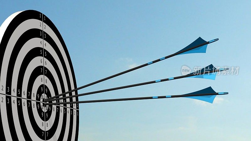 有箭的目标-在目标中间有三支弓的目标