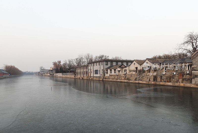 冬天的北京紫禁城外的护城河
