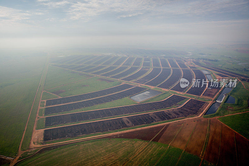 牛饲养场鸟瞰图。