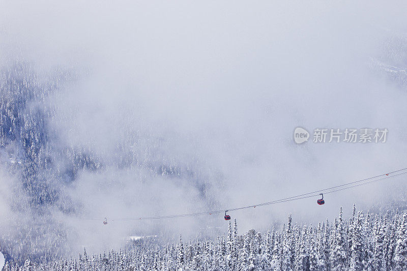 惠斯勒黑梳滑雪场的2峰缆车。