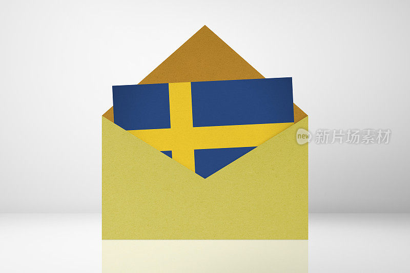 在瑞典大选。信封里是瑞典国旗。