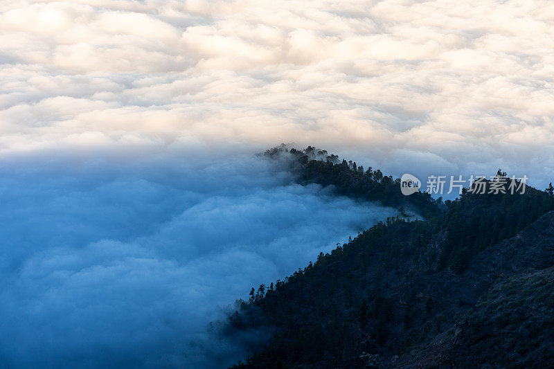 西班牙，加那利群岛，拉帕尔马，山上的云海