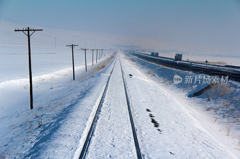 雪天铁路，土耳其卡尔斯