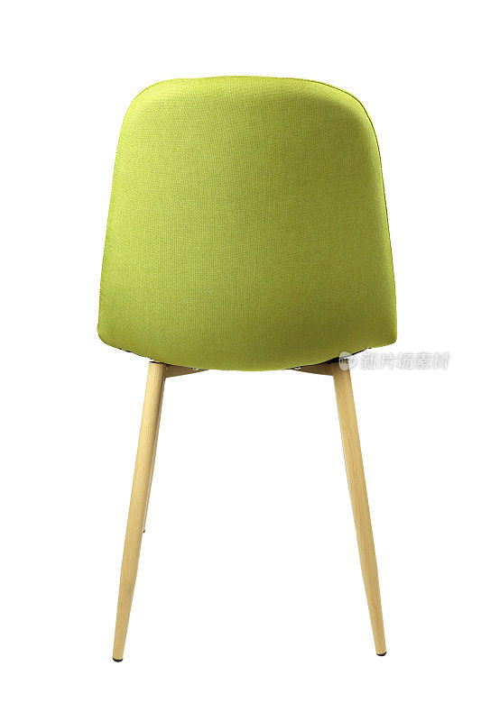 现代淡绿色椅子孤立在白色，后视图，室内设计