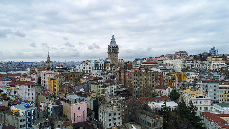 鸟瞰加拉塔与金角伊斯坦布尔。伊斯坦布尔市鸟瞰图